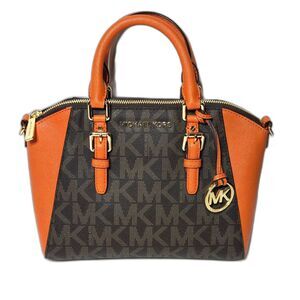 MICHAEL Michael Kors Ciara Medium Messenger Brown Tangerine Crossbody 35S7GC6M8B